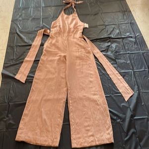 Zara Dusty Rose Halter Jumpsuit Size M